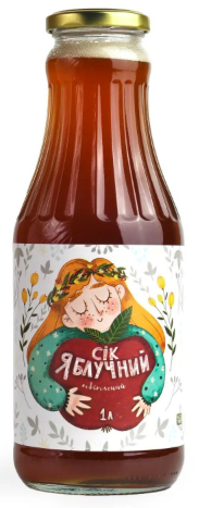 Сік яблучний ПРИГОЩАЙСЯ відновлений, пастеризований, 1л